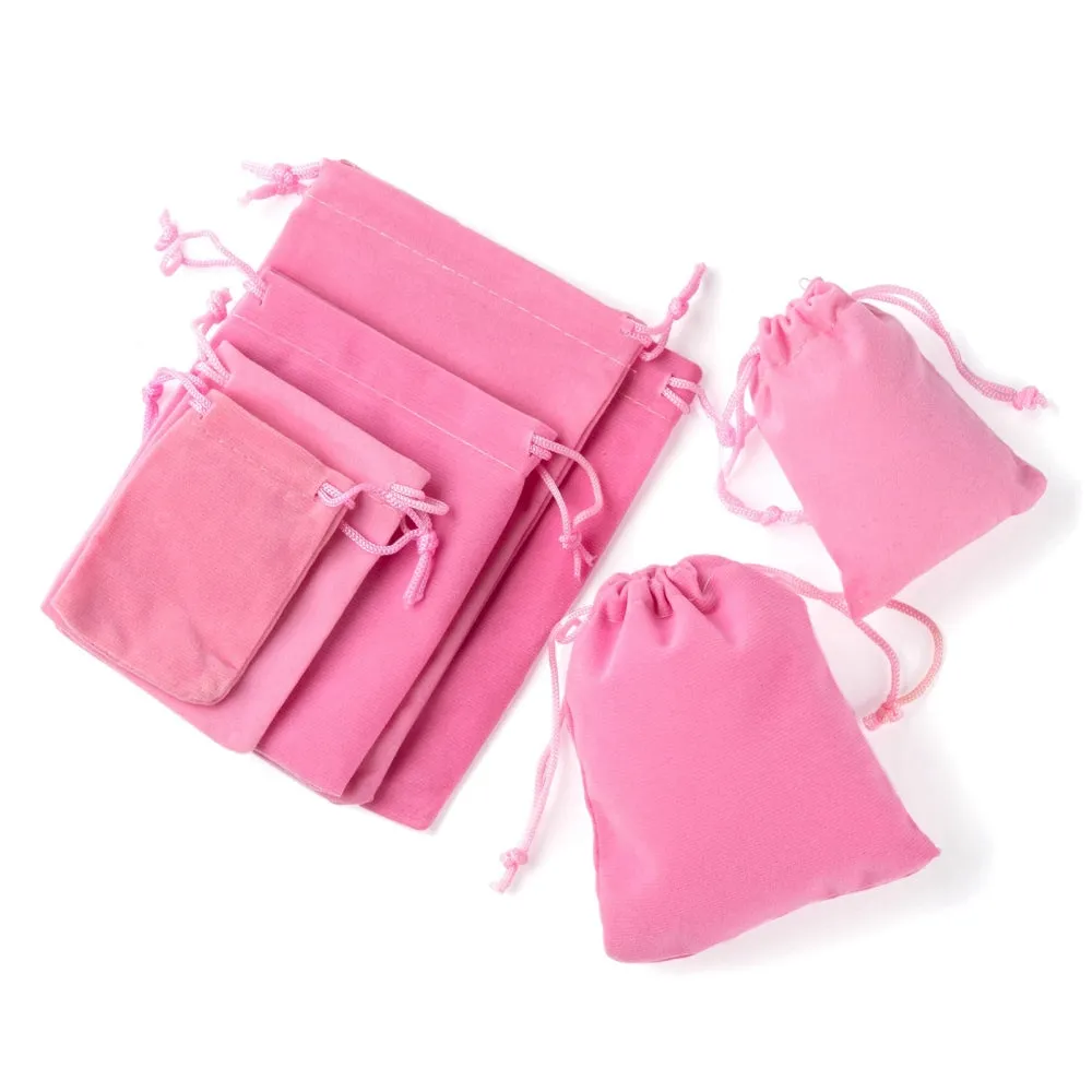 1 Bag 5 Style Rectangle Velvet Pouches, Candy Gift Bags Christmas Party Wedding Favors Bags, Pink, 40pcs/bag