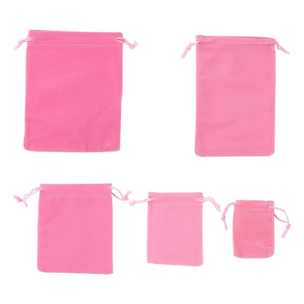 1 Bag 5 Style Rectangle Velvet Pouches, Candy Gift Bags Christmas Party Wedding Favors Bags, Pink, 40pcs/bag