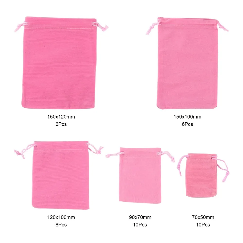 1 Bag 5 Style Rectangle Velvet Pouches, Candy Gift Bags Christmas Party Wedding Favors Bags, Pink, 40pcs/bag