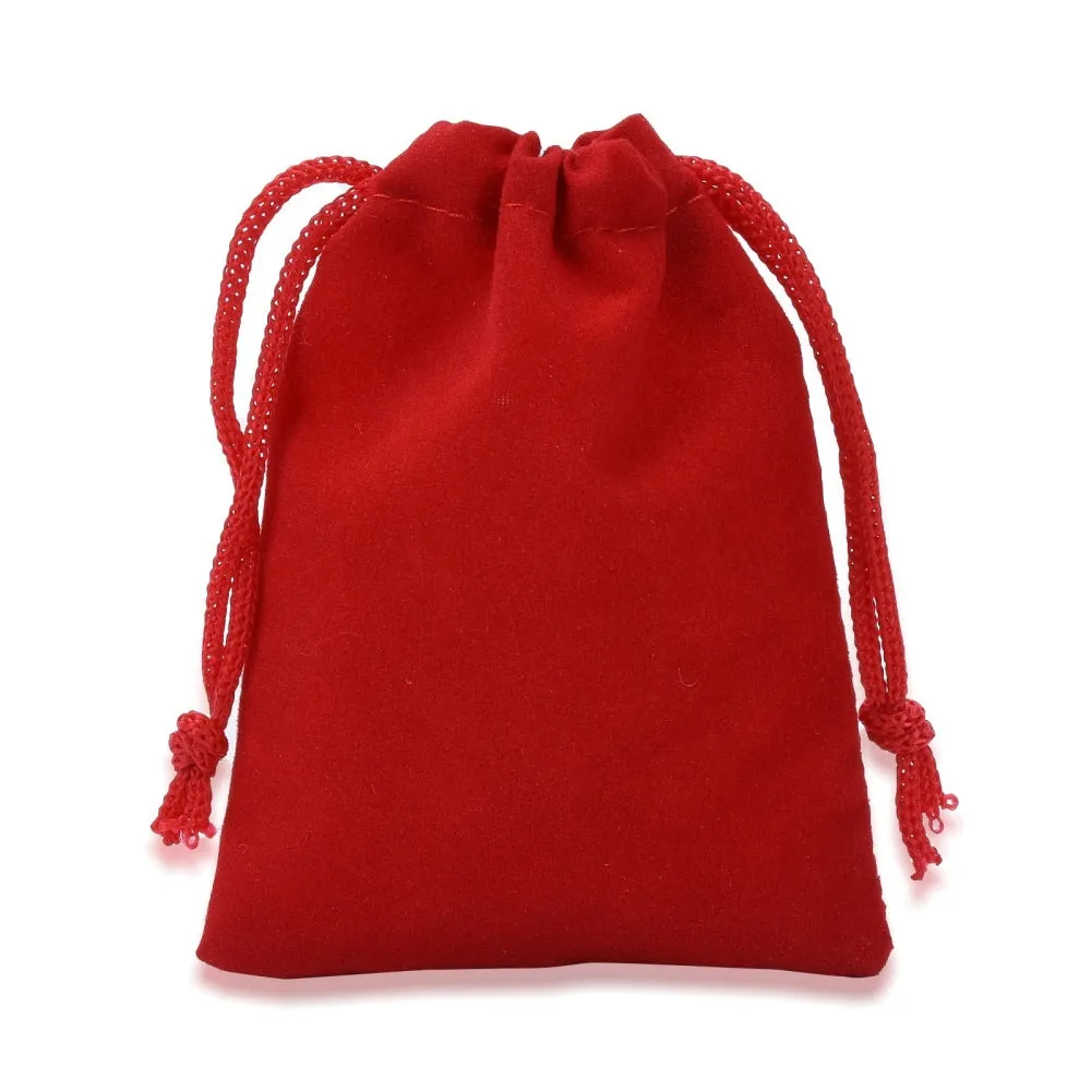 100 pc Velvet Cloth Drawstring Bags, Jewelry Bags, Christmas Party Wedding Candy Gift Bags, Mixed Color, 9x7cm