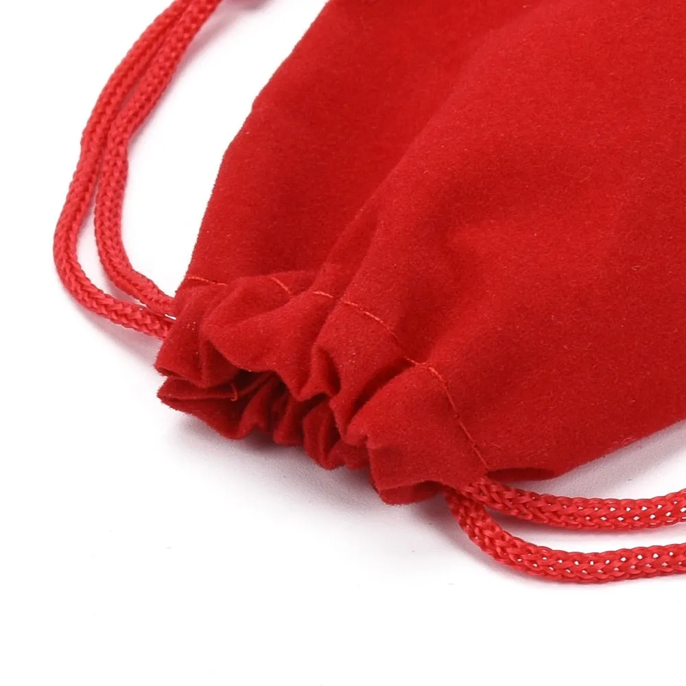 100 pc Velvet Cloth Drawstring Bags, Jewelry Bags, Christmas Party Wedding Candy Gift Bags, Mixed Color, 9x7cm