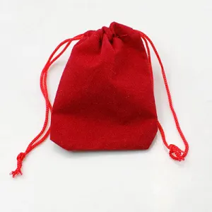 100 pc Velvet Cloth Drawstring Bags, Jewelry Bags, Christmas Party Wedding Candy Gift Bags, Red, 7x5cm