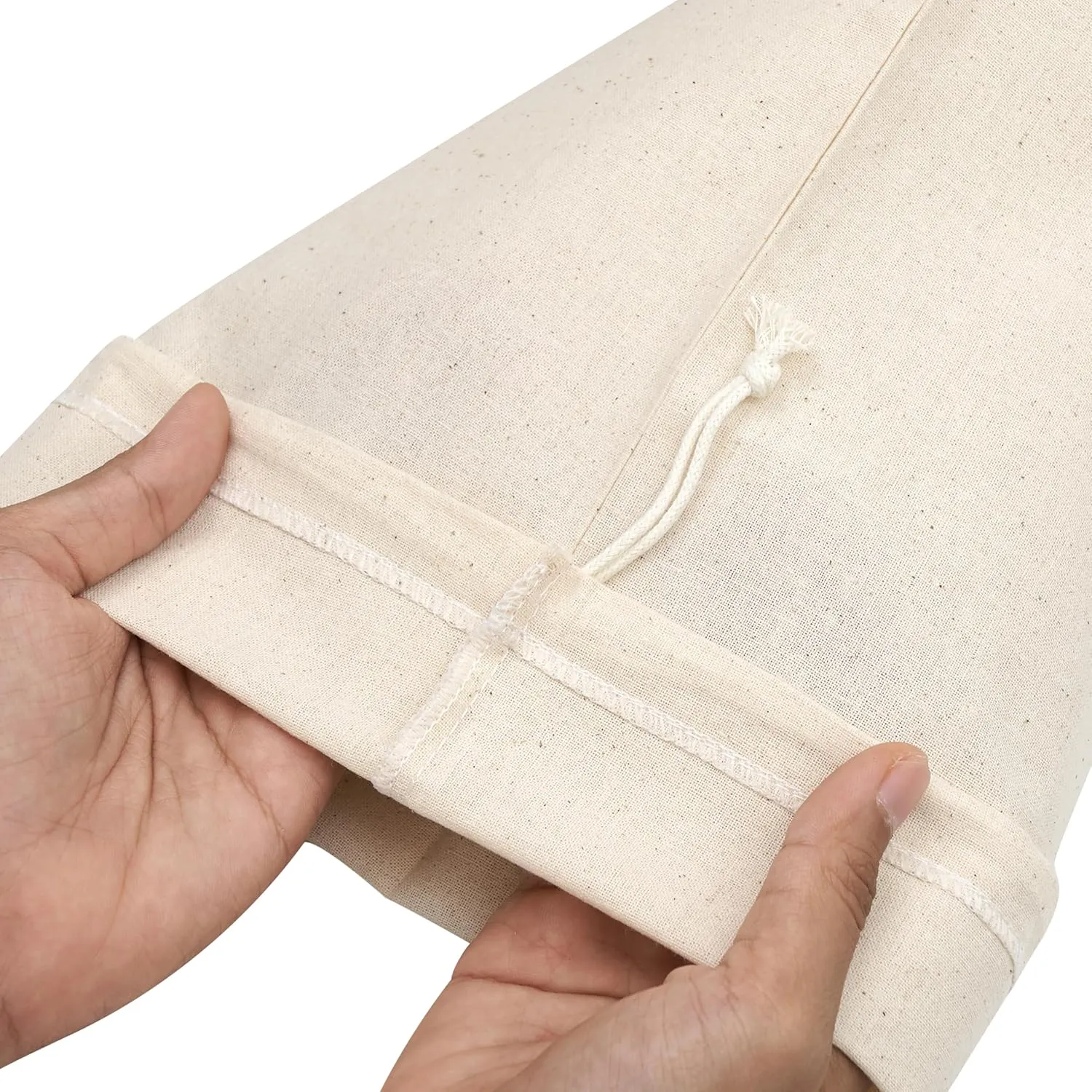 100 Percent Cotton Drawstring Bags, Reusable Quality with Double String, For Pantry Gifts Kitchen - Pack of 6 (Natural Beige, 7 x 9 Inch)