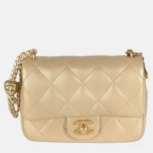 23P Gold Quilted Lambskin Mini Sweetheart Flap Bag