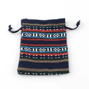 250 pc Ethnic Style Cloth Packing Pouches Drawstring Bags, Rectangle, Prussian Blue, 14x10cm