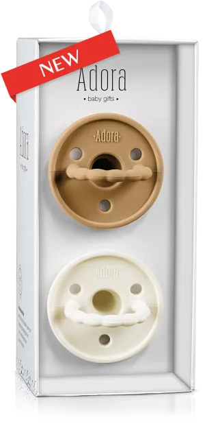 Adora Classic Pacifier Baby Gift Set - 2-pack - Vanilla & Luggage