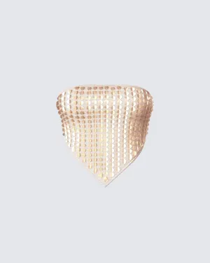 Aida Gold Sequin Bandana Top