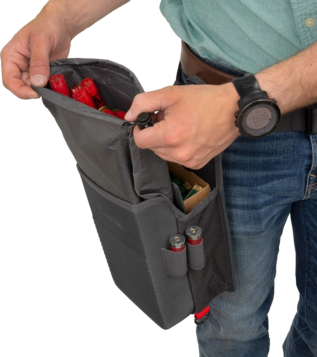 Allen CompanyAllen Company Competitor Double Compartment Molded Shell Bag, Holds 50 Empty Hulls, Includes Quick Dump Removal Hull Bag and Heavy-Duty Release BuckleGray