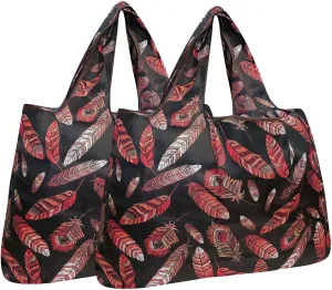 allydrew Large Foldable Tote Nylon Reusable Grocery Bag, Set of 2