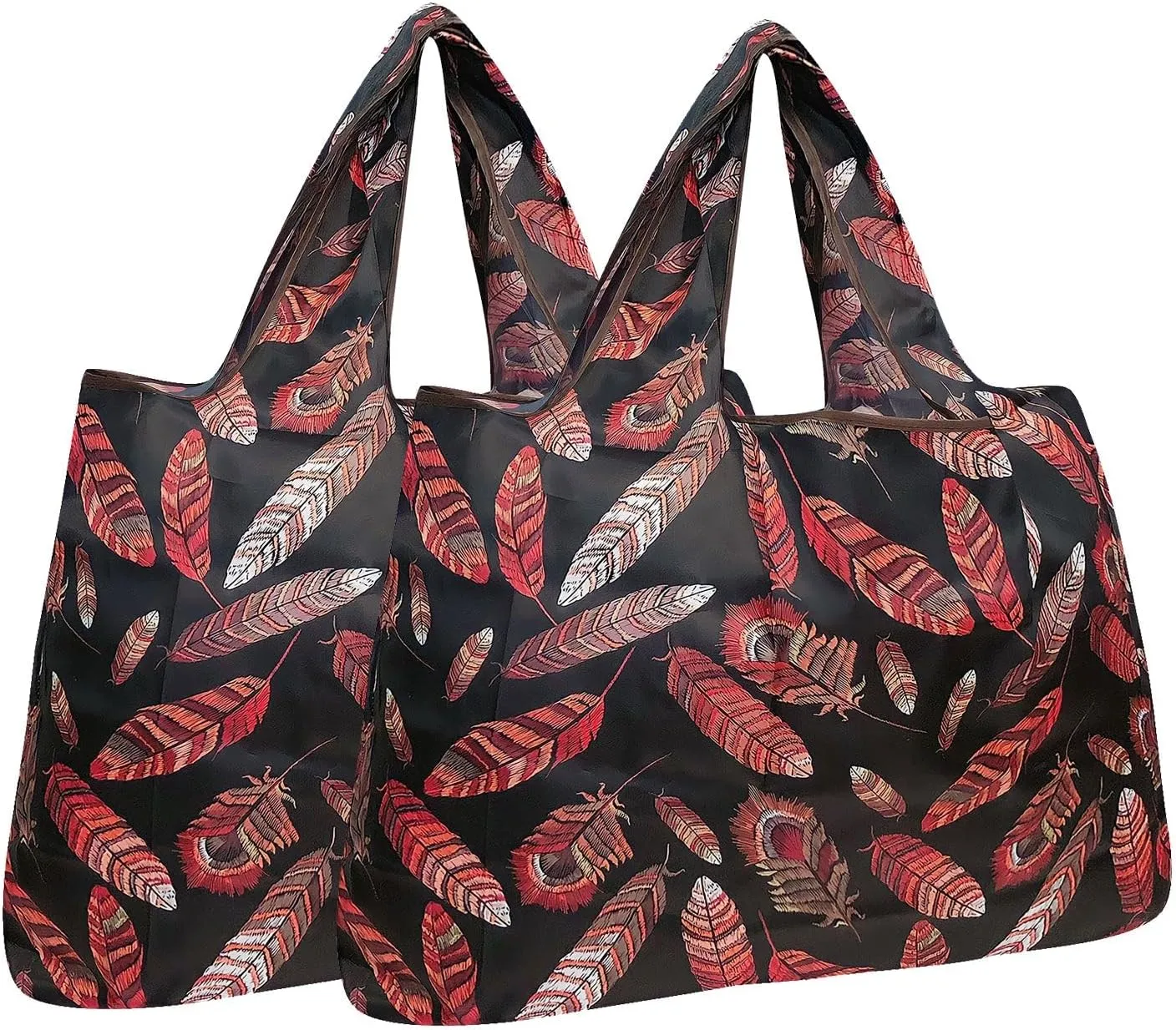 allydrew Large Foldable Tote Nylon Reusable Grocery Bag, Set of 2