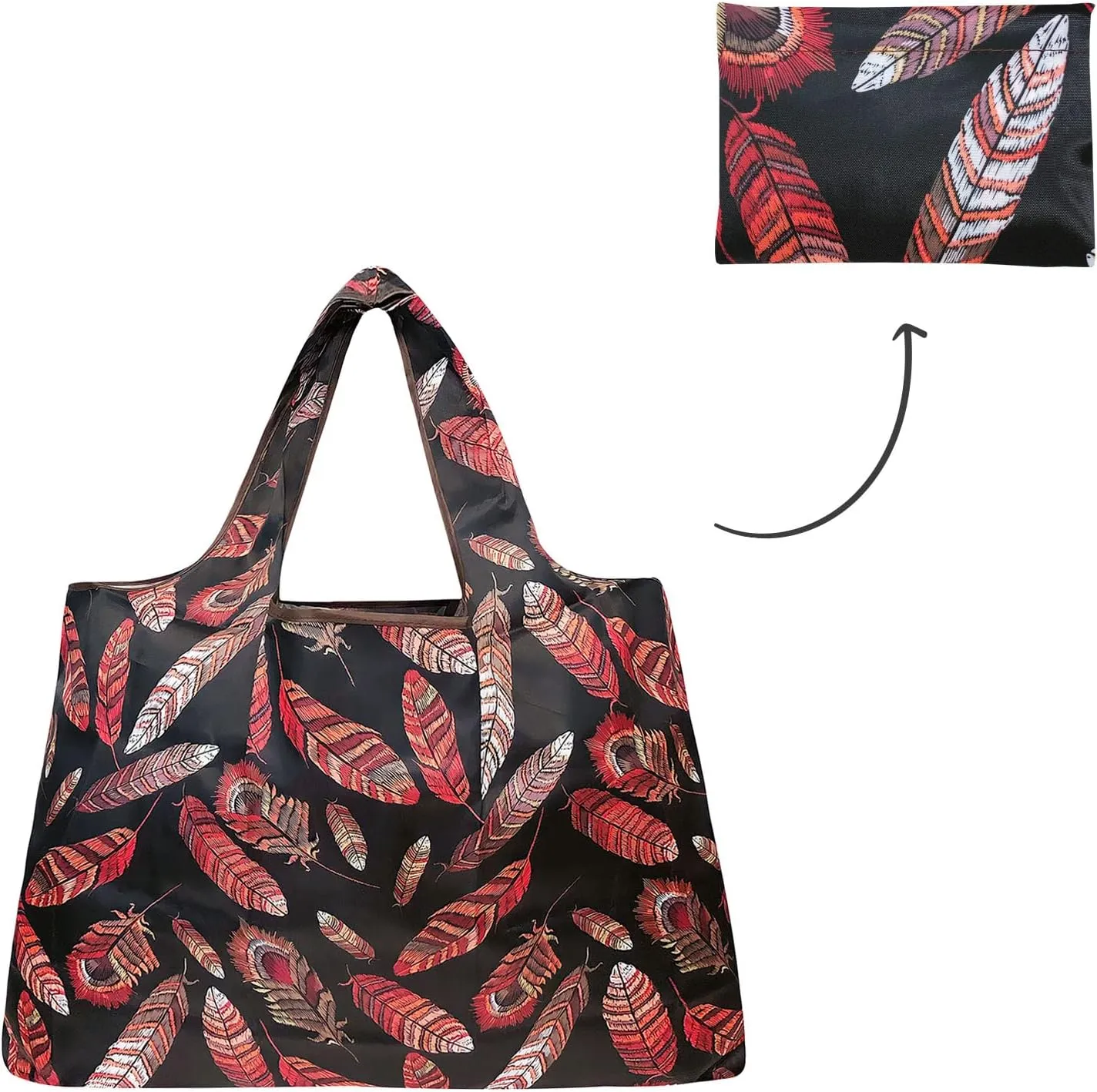 allydrew Large Foldable Tote Nylon Reusable Grocery Bag, Set of 2