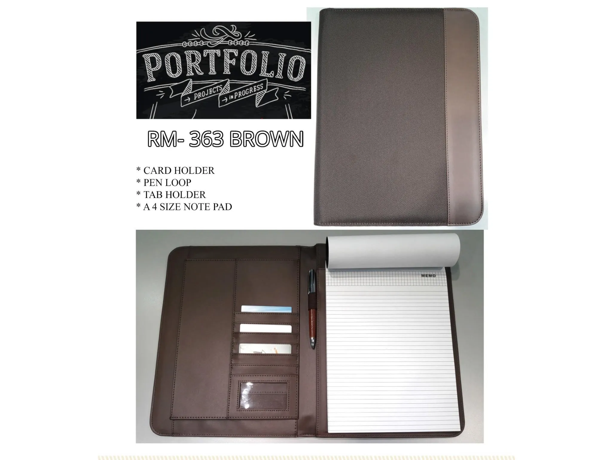 AMS-RM-363 • Brown  - PU Leather portfolio