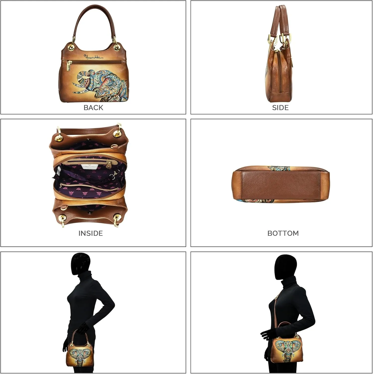 Anuschka Satchel with Crossbody Strap-708
