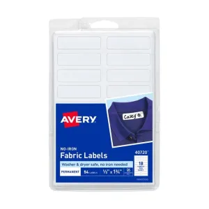 Avery No Iron Fabric Labels - A6 45x13mm 18up 54 pk