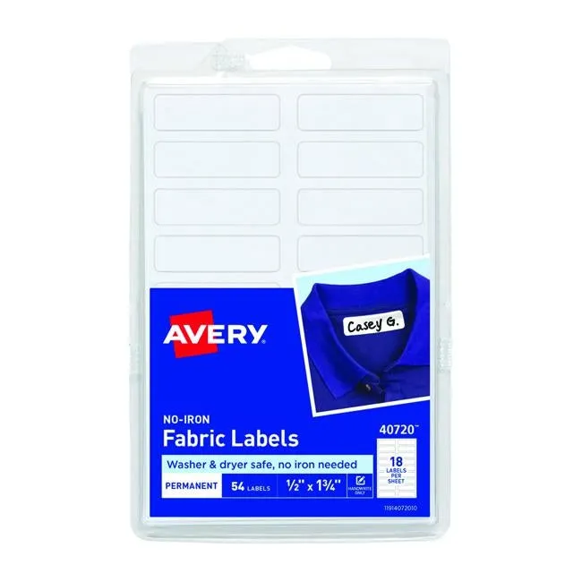 Avery No Iron Fabric Labels - A6 45x13mm 18up 54 pk