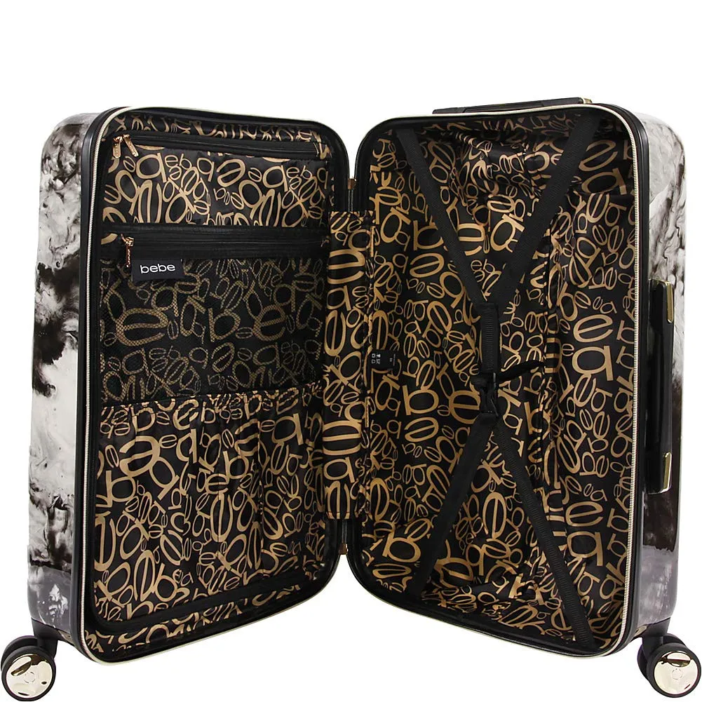 BEBE Luggage Teresa 3pc Spinner Suitcase Set, Black Marble, One Size