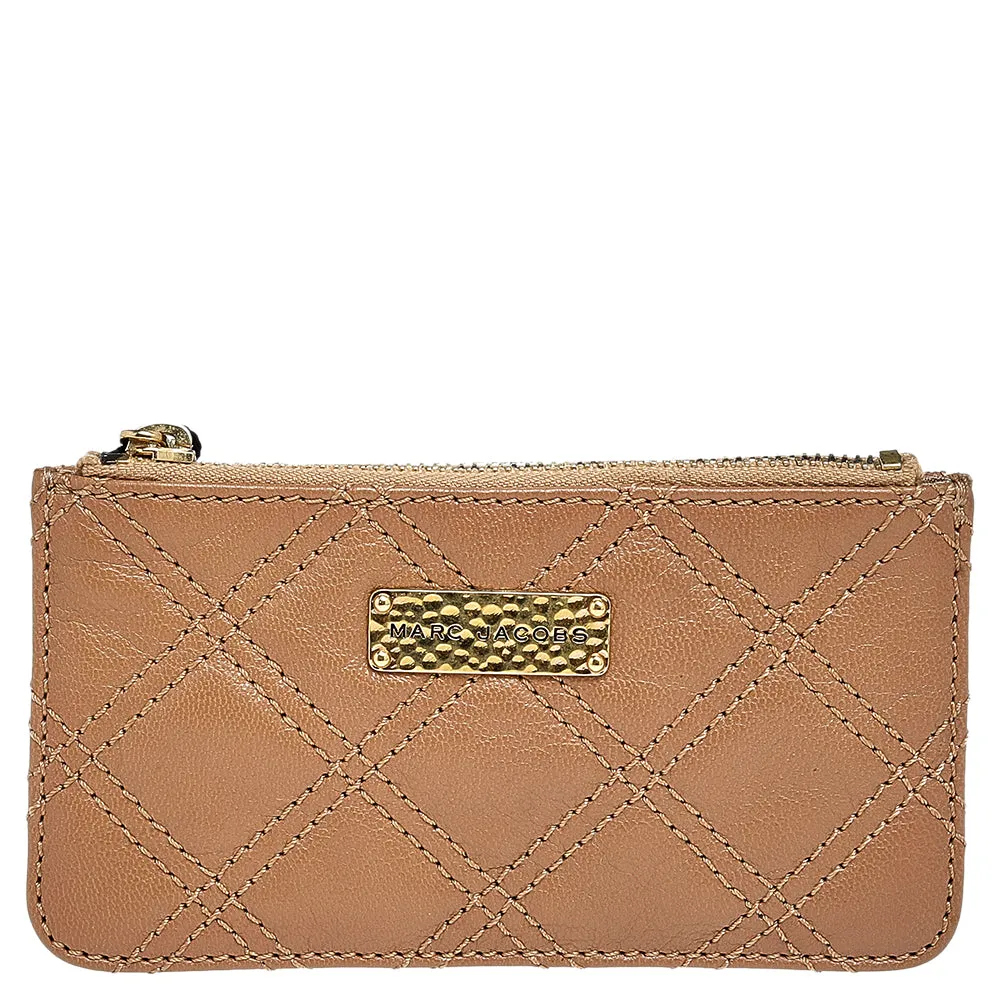 Beige Quilted Leather Wallet