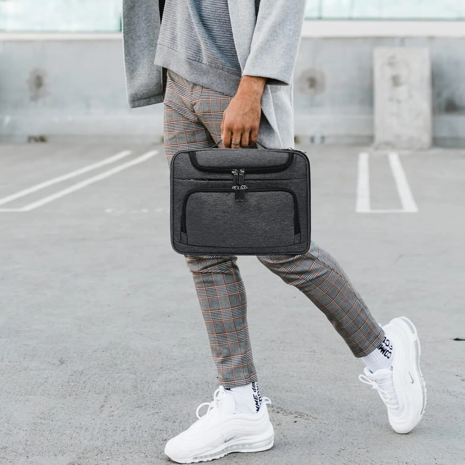 BERTASCHE Dark Grey Tablet Sleeve Bag for 11 inch iPad Pro, Air, Surface Go, Galaxy Tab, Business Tablet Carrying Case, 5 Pockets Compartment, Lightweight