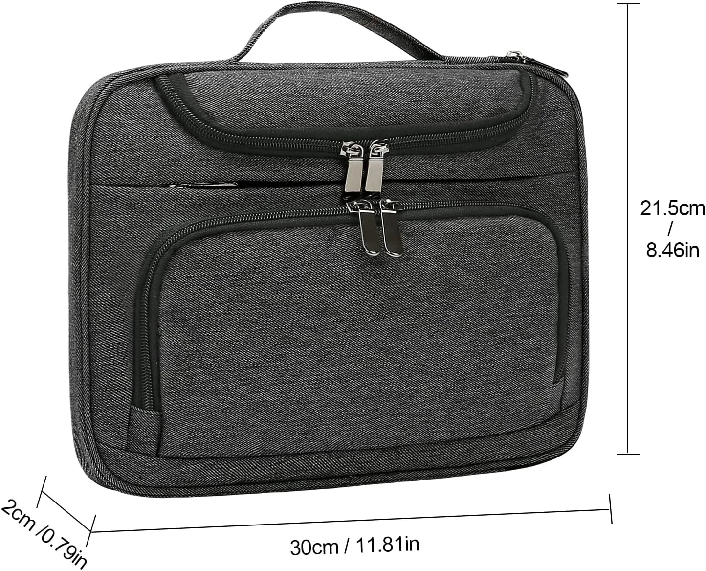 BERTASCHE Dark Grey Tablet Sleeve Bag for 11 inch iPad Pro, Air, Surface Go, Galaxy Tab, Business Tablet Carrying Case, 5 Pockets Compartment, Lightweight