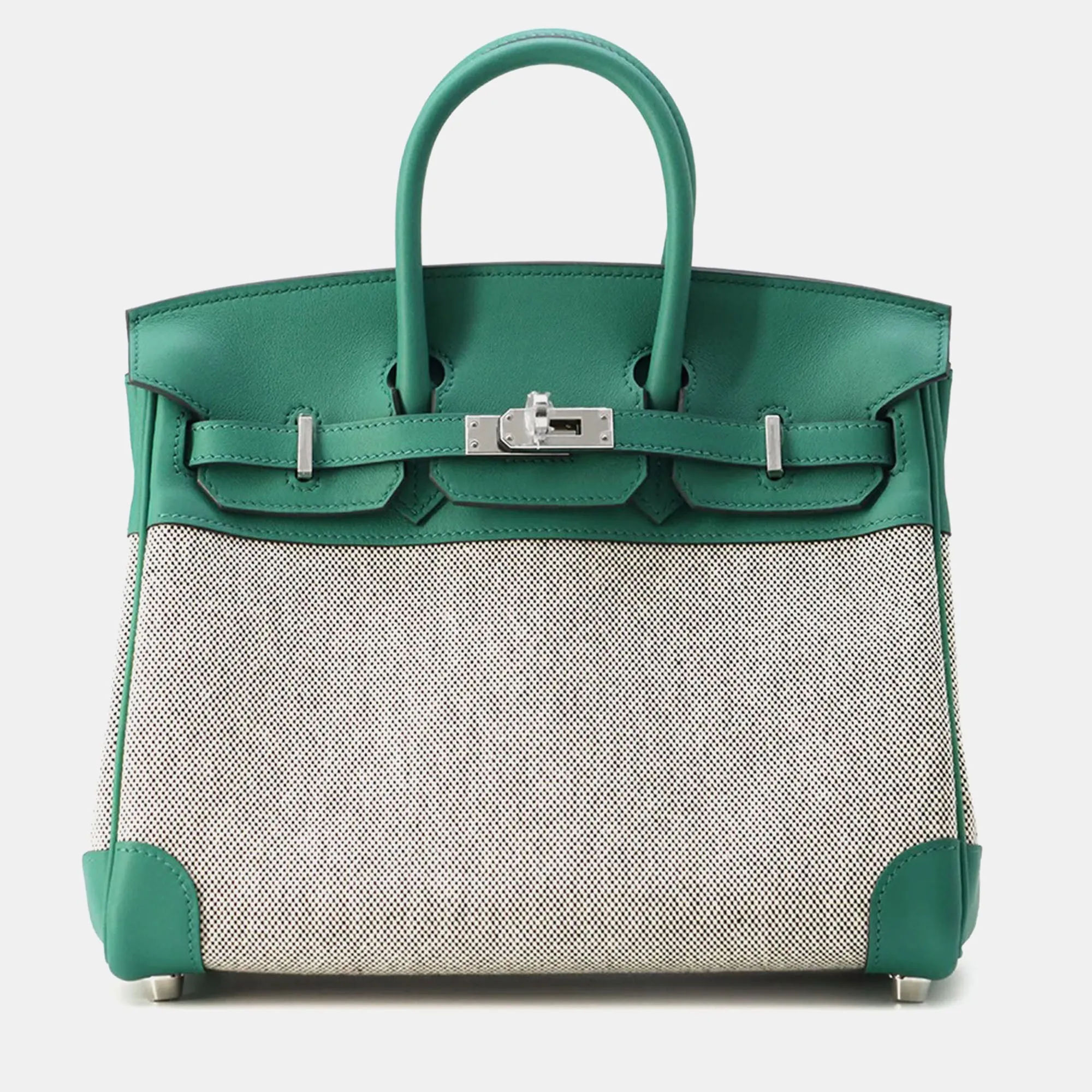Birkin Ecru/Vert Vertigo Toile H Swift Leather Size 25