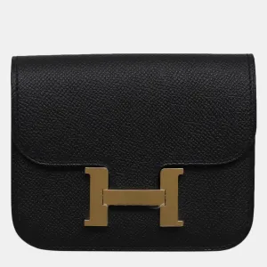 Black Epsom Leather Constance Slim Wallet