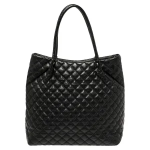 Black Quilted Leather Tote