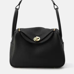 Black Taurillon Clemence Lindy Bag Size 26