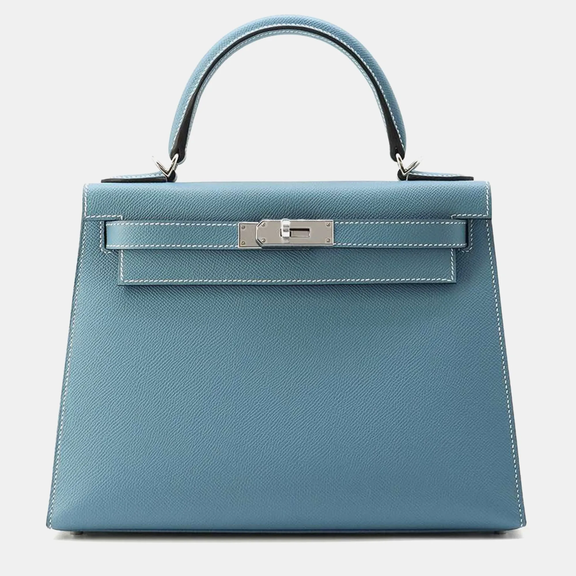 Bleu Jean Leather Kelly Sellier 28 Top Handle Bag