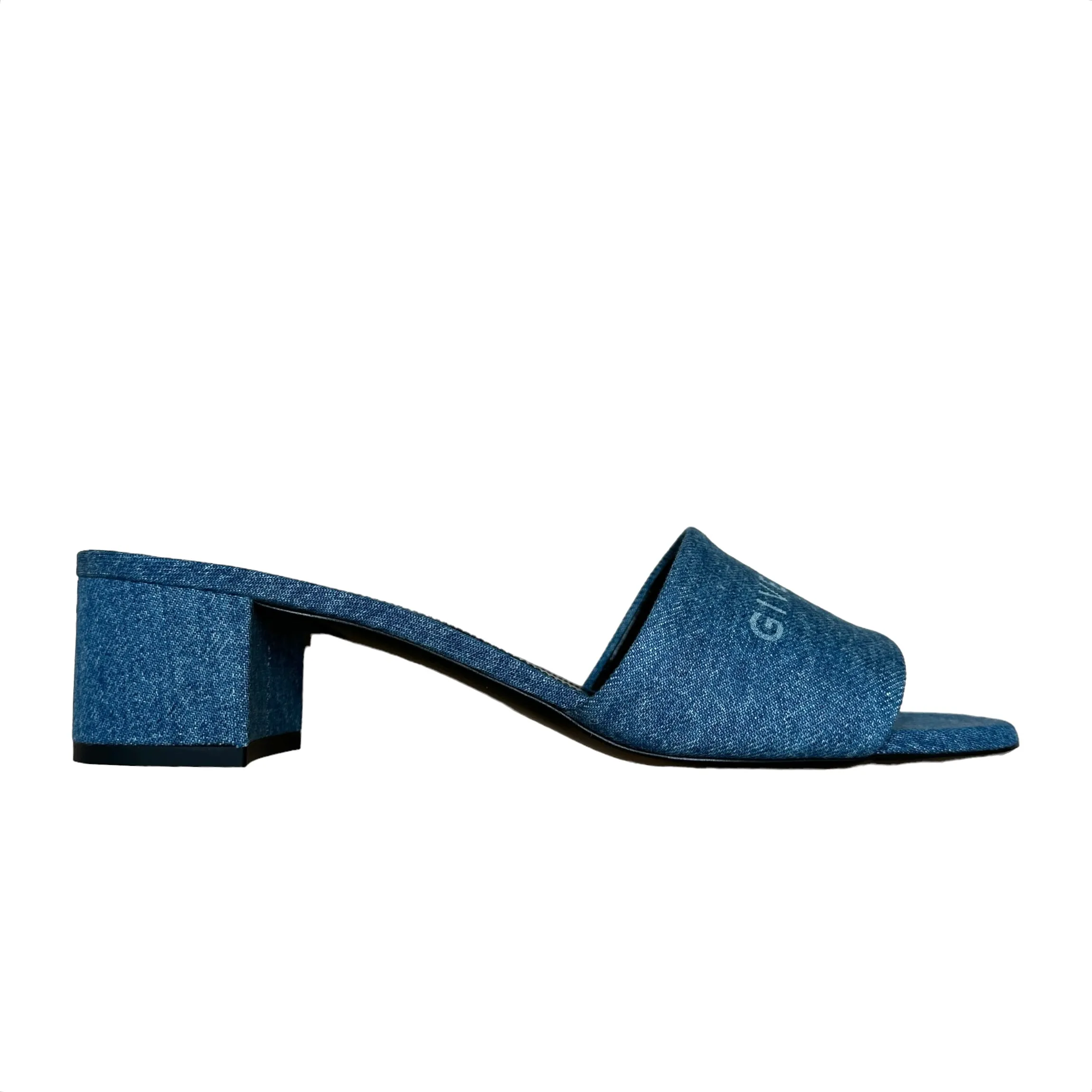 Blue Logo Denim Mules
