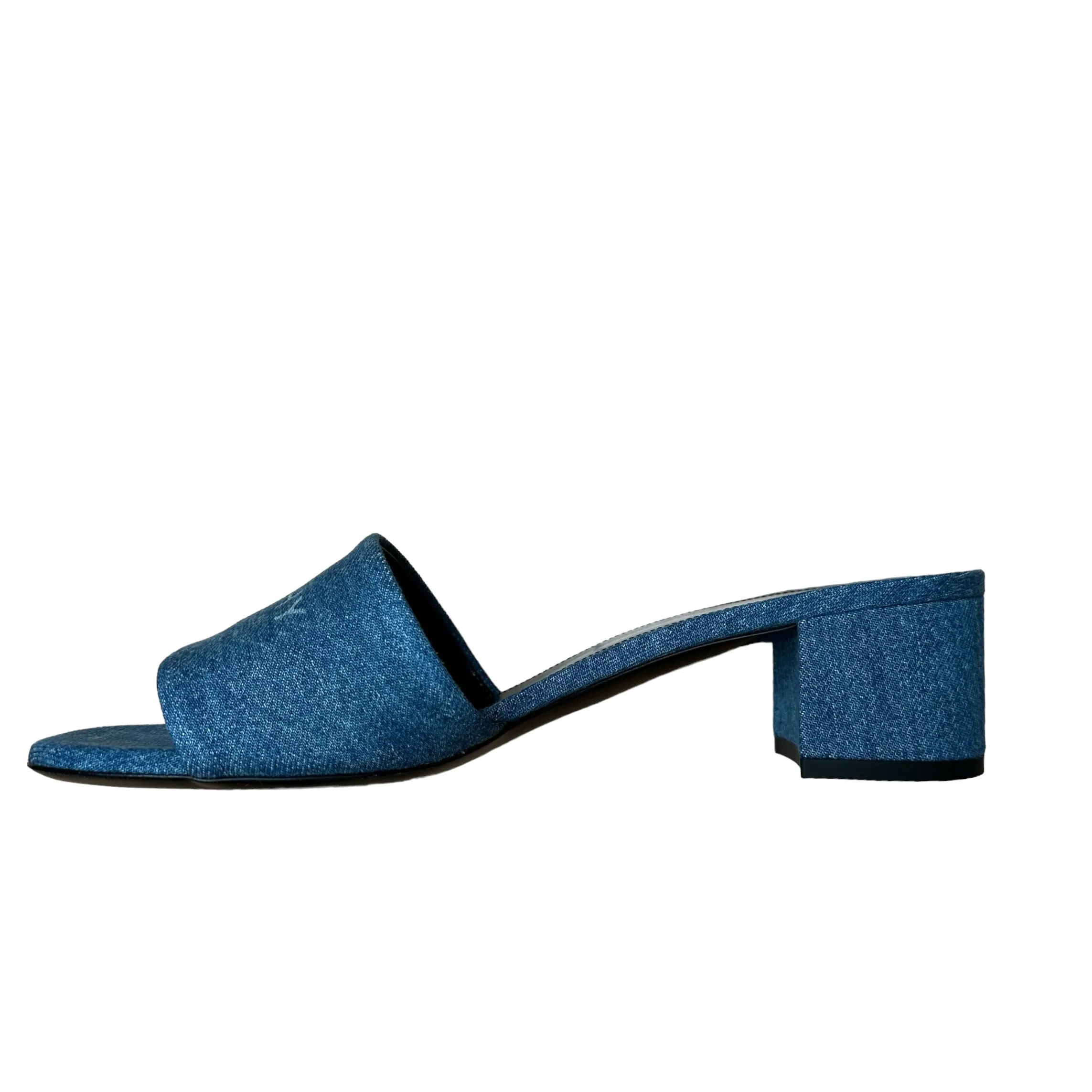 Blue Logo Denim Mules