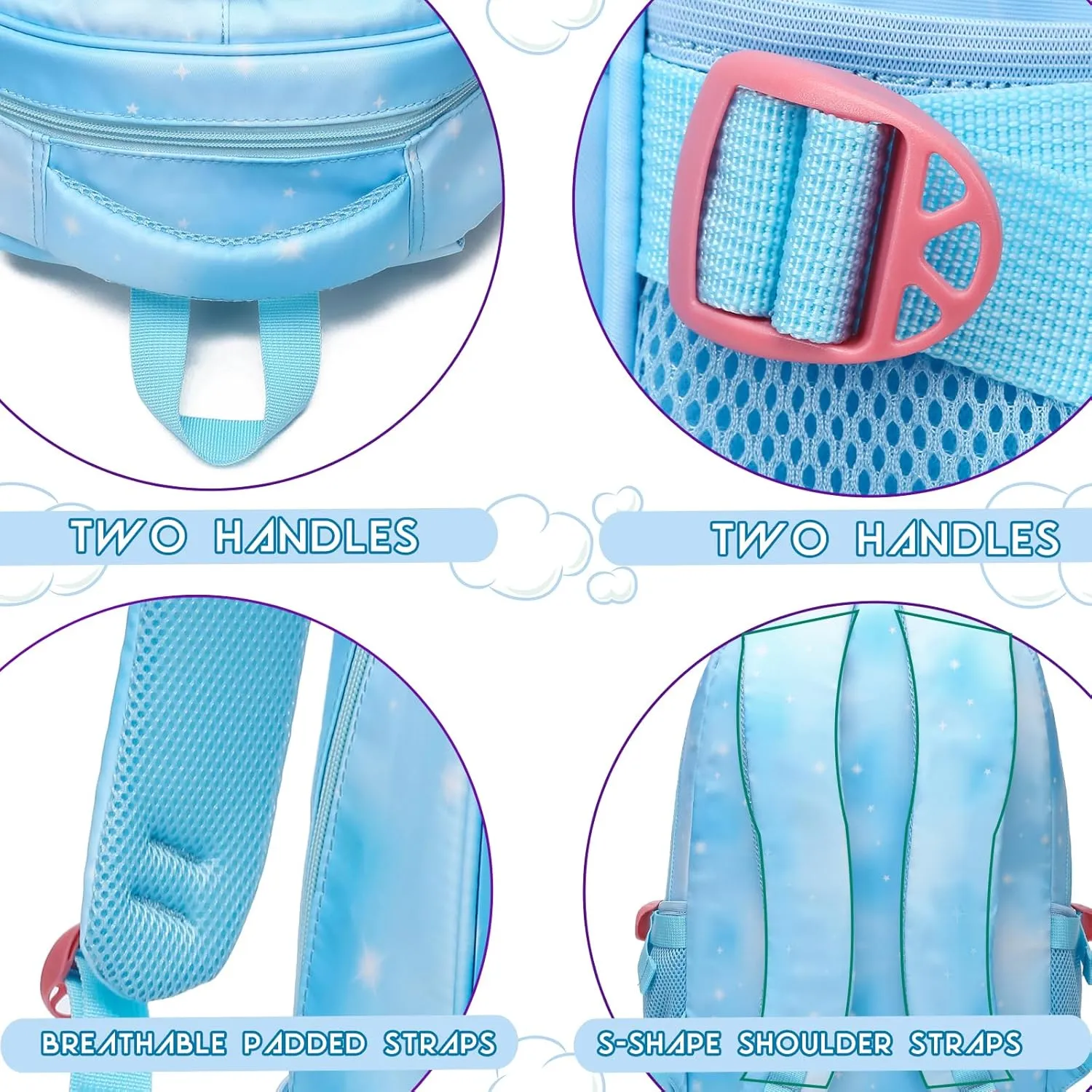BLUEFAIRY Kids Backpack for Girls Elementary School Bags Kindergarten Primary School Bags Bookbags Back to School Book Bags Gifts Large Campartments Mochilas para Nios 17" Mermaid Blue