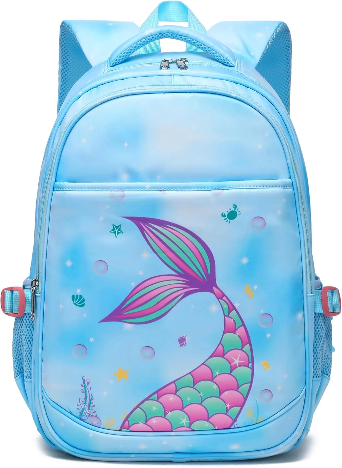 BLUEFAIRY Kids Backpack for Girls Elementary School Bags Kindergarten Primary School Bags Bookbags Back to School Book Bags Gifts Large Campartments Mochilas para Nios 17" Mermaid Blue