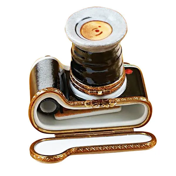 Camera with Film & Photo Limoges Porcelain Box