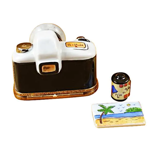 Camera with Film & Photo Limoges Porcelain Box