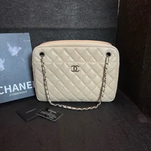 Chanel Milk Tea Quilted Leather Camera Chain Shoulder Bag