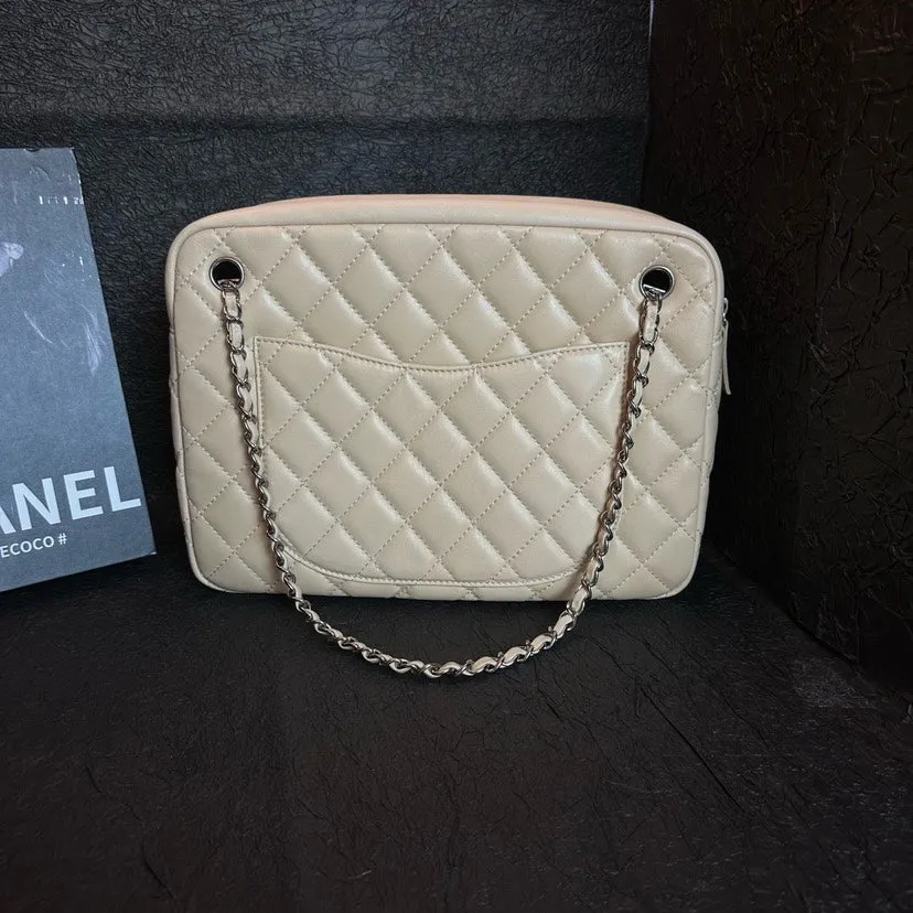 Chanel Milk Tea Quilted Leather Camera Chain Shoulder Bag