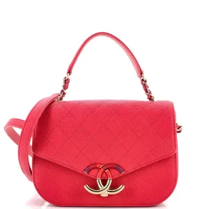 CHANEL Thread Around Flap Bag Quilted Caviar Small