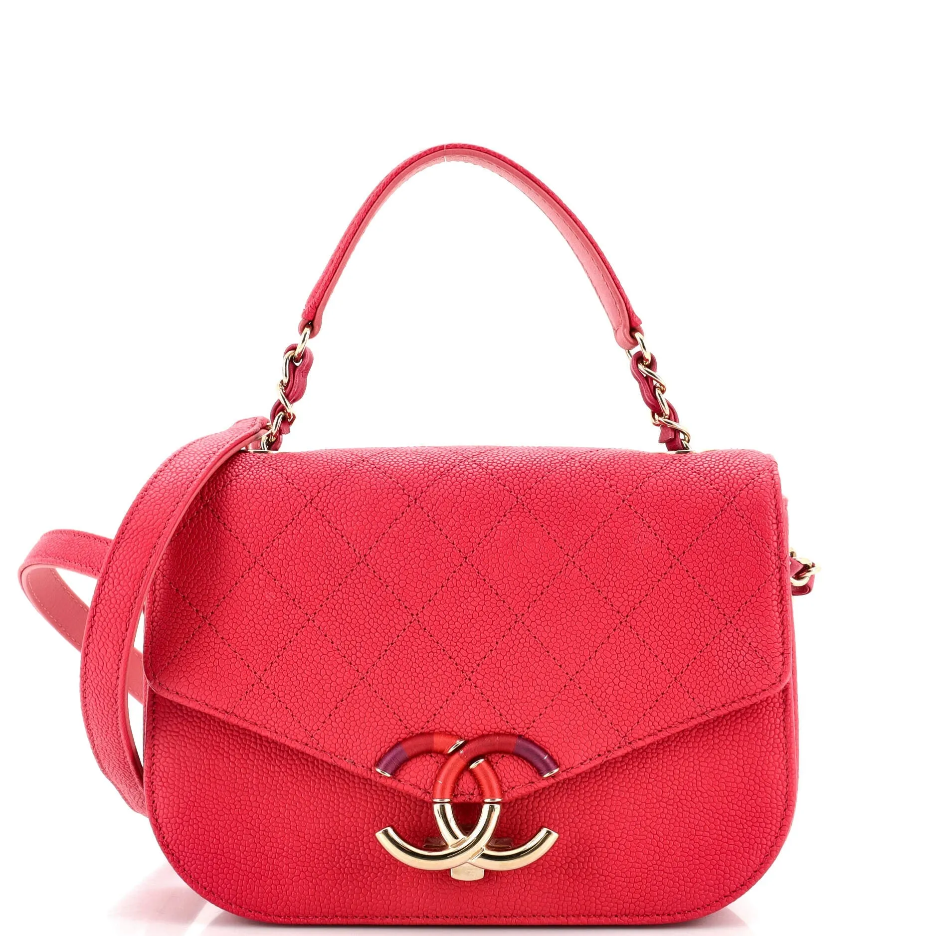 CHANEL Thread Around Flap Bag Quilted Caviar Small