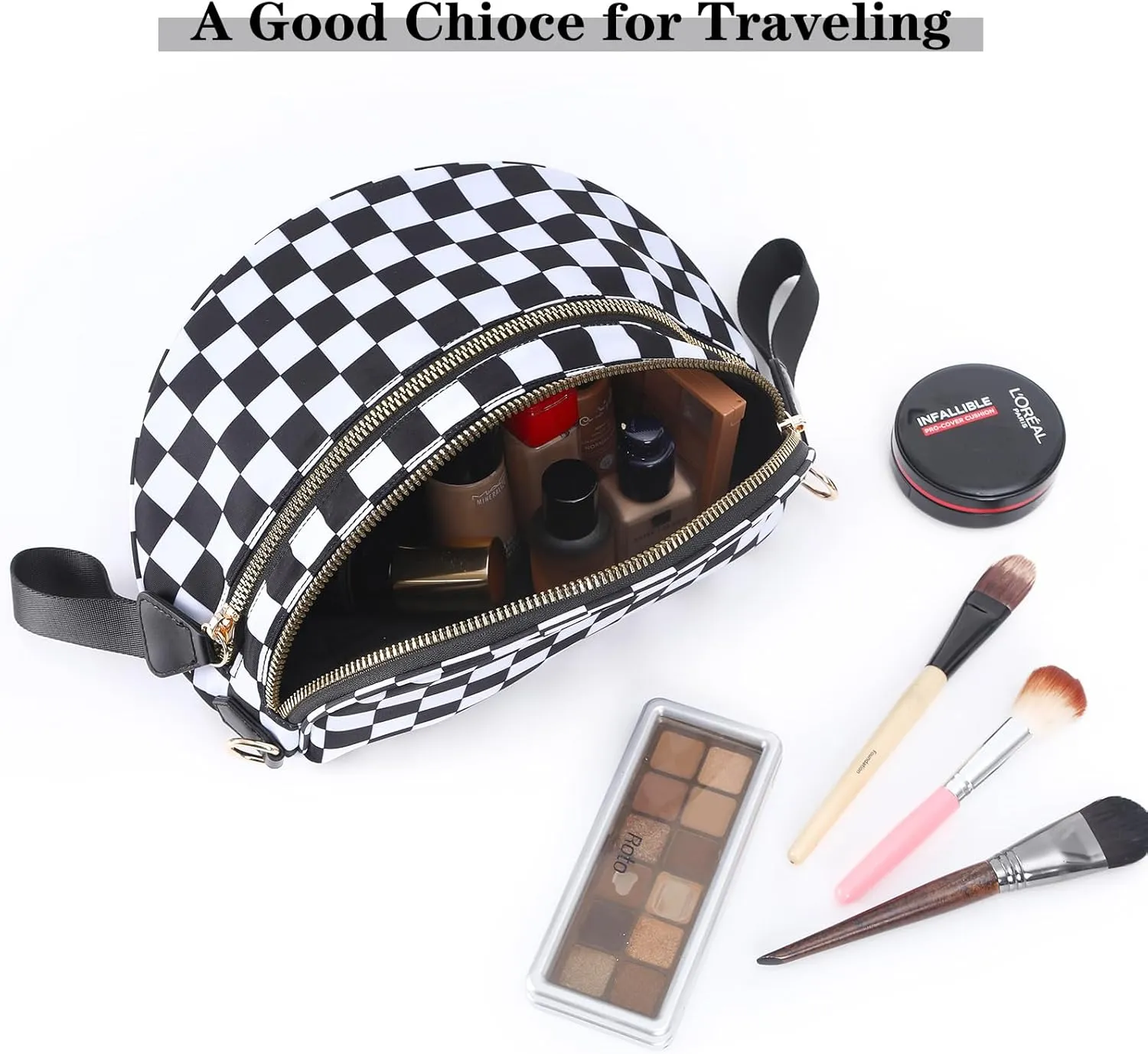 Checkered Crossbody Bags Bum Bag for Women Large Sling Bag Purse with Adjustable StrapBlack Checkered