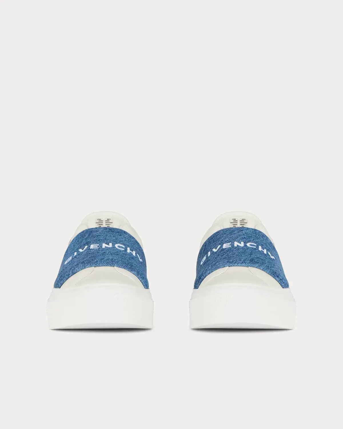 City Sport Denim Strap Leather White / Blue Slip On Sneakers