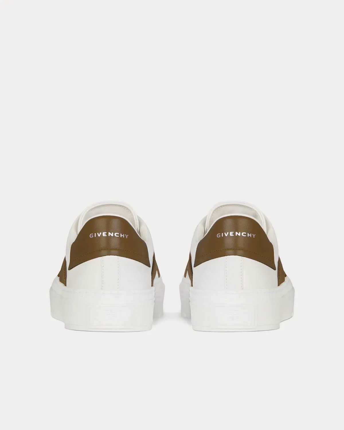 City Sport Leather Double Webbing Strap White / Khaki Slip On Sneakers