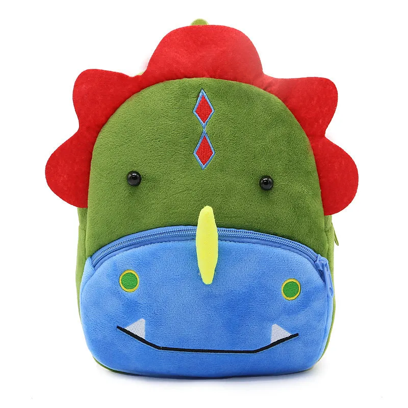 Colorful Velvet  Plush Dinosaur Backpack