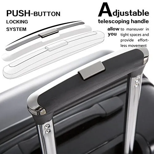 Coolife 3  Piece Expandable Luggage Spinner Set - New Charcoal