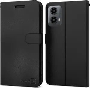 CoverON Pouch for Motorola Moto G 5G (2024) / Moto G Play 5G 2024 Leather Case, Wallet RFID Blocking Flip Folio Vegan Leather Phone Carrying Sleeve Credit Card Clutch - Black