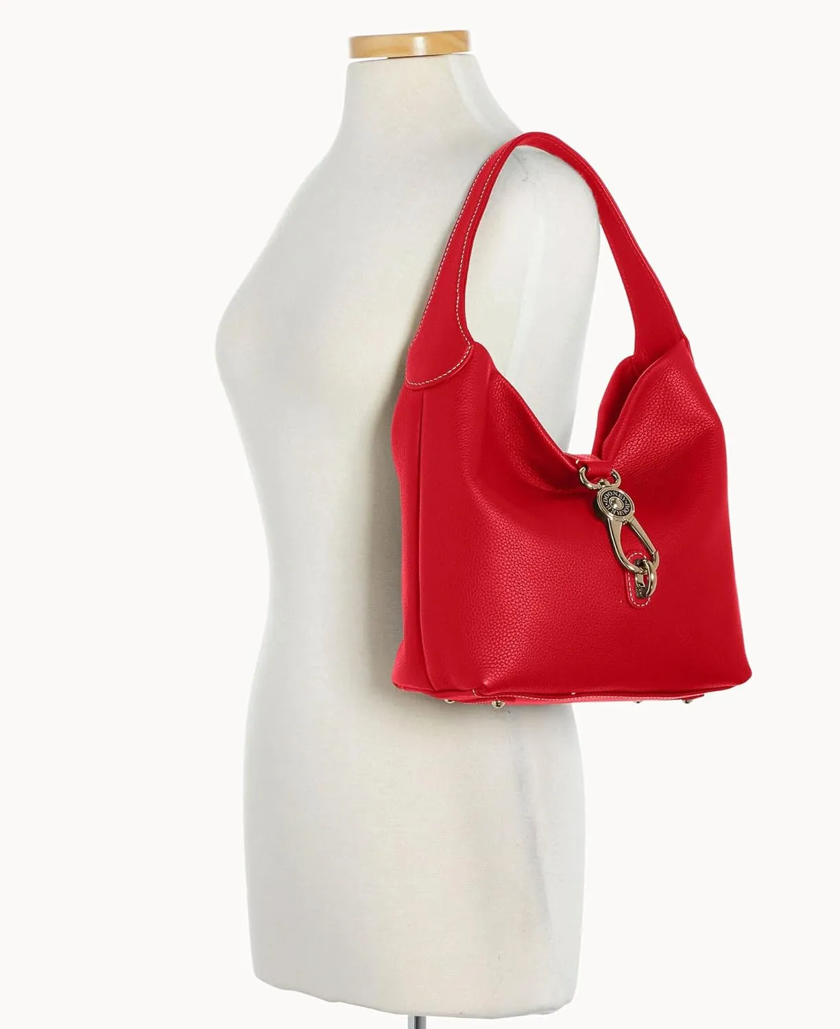 Dooney & Bourke Women's Small Logo Lock Sac Shoulder Bag in Pebble Grain Leather, with Signature Logo Lock Closure