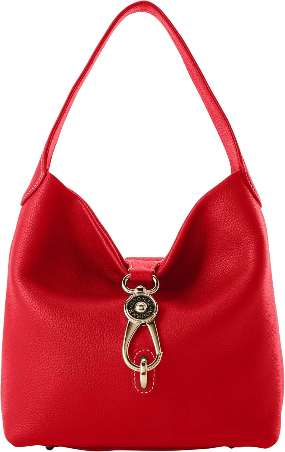 Dooney & Bourke Women's Small Logo Lock Sac Shoulder Bag in Pebble Grain Leather, with Signature Logo Lock Closure