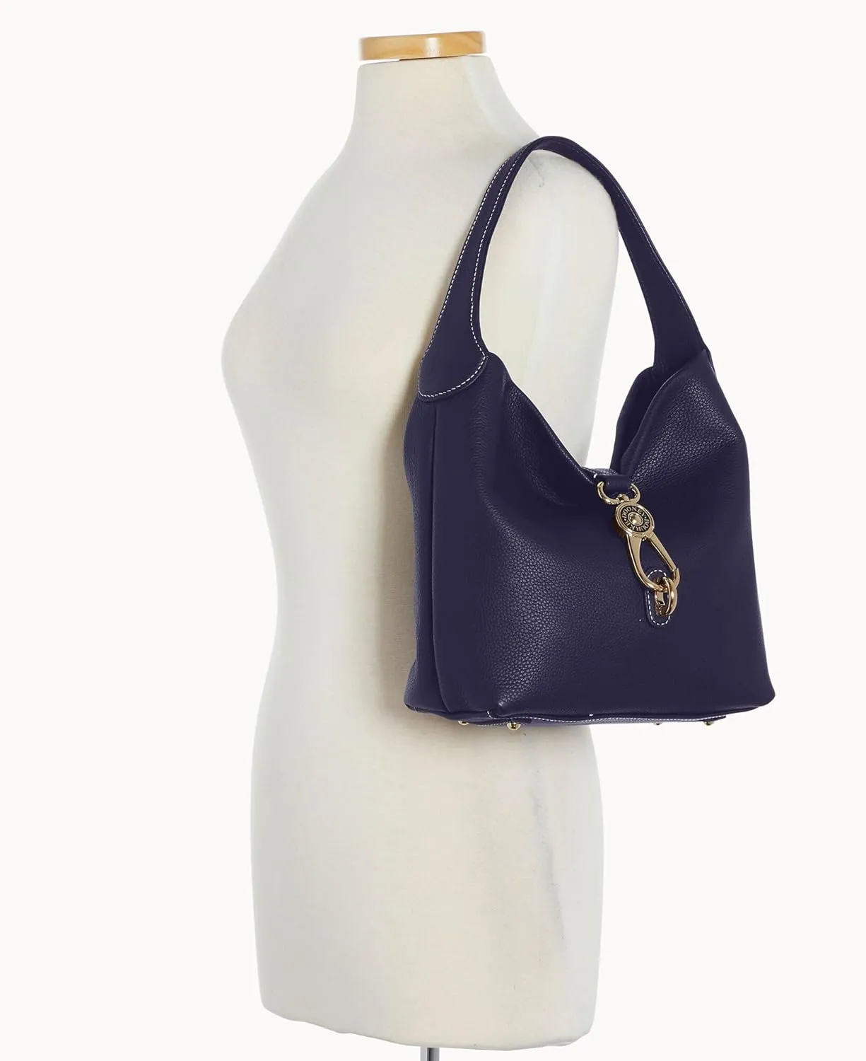 Dooney & Bourke Women's Small Logo Lock Sac Shoulder Bag in Pebble Grain Leather, with Signature Logo Lock Closure