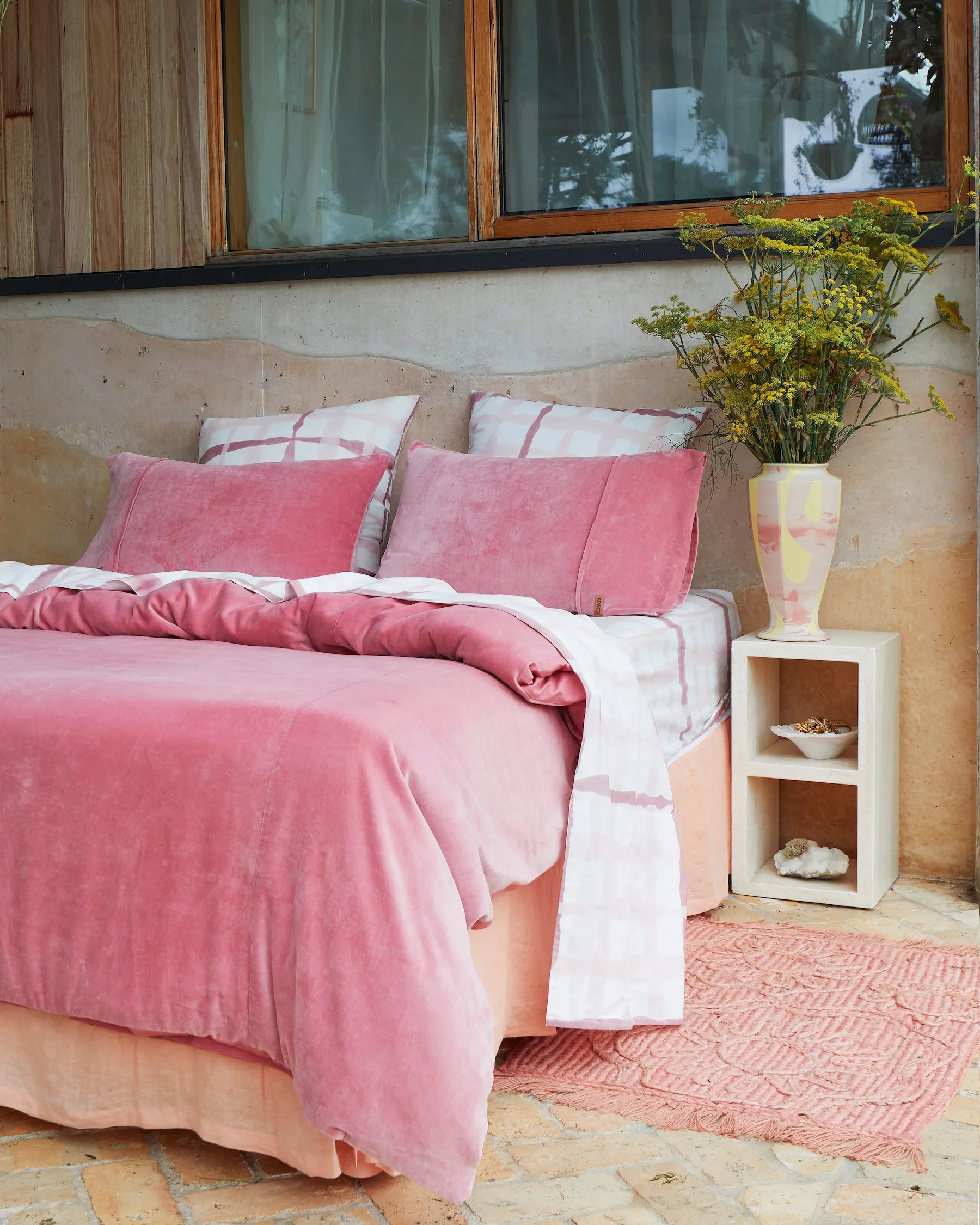 Dusty Rose Velvet Quilt Cover