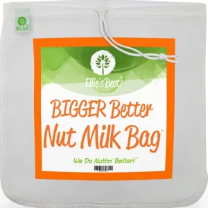 Ellie's Best Pro Quality Nut Milk Bag - Big 12"X12" Commercial Grade - Reusable Almond Milk Bag & All Purpose Strainer  Fine Mesh Nylon Cheesecloth & Cold Brew Coffee Filter - Free Recipes & Videos
