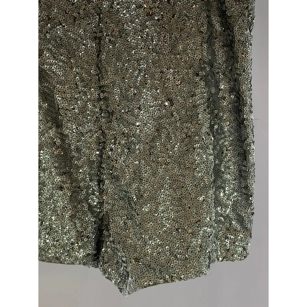EXPRESS Women's Tan Sequin Embellished Shortie Extreme High-Rise Shorts SZ 14